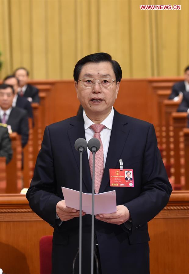 (TWO SESSIONS)CHINA-BEIJING-NPC-CLOSING MEETING-ZHANG DEJIANG (CN) 