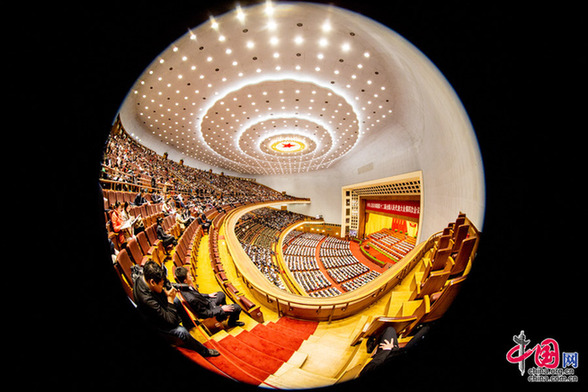 Beijing : le Grand Palais du peuple photographié par un objectif fisheye